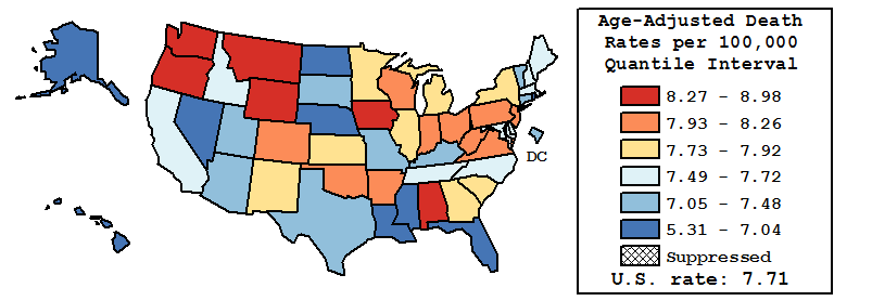 Map of U.S. Rates displayed in table above