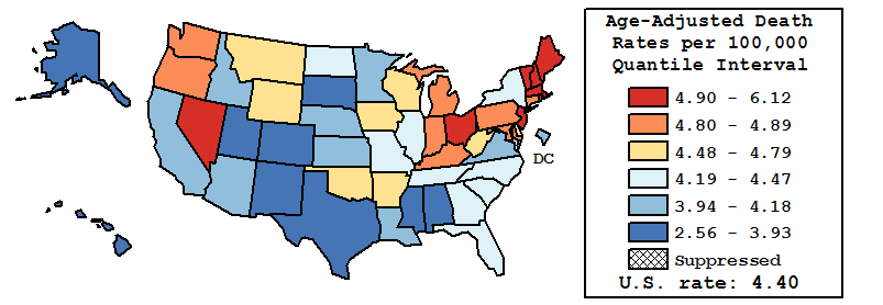 Map of U.S. Rates displayed in table above