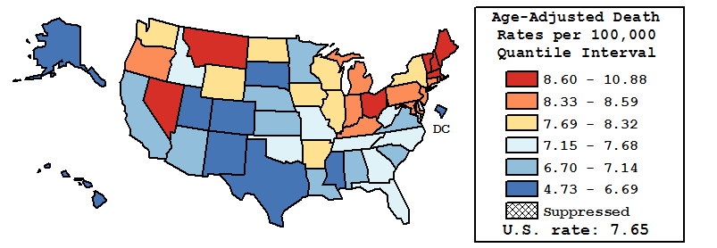 Map of U.S. Rates displayed in table above