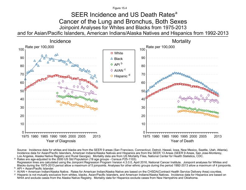 CSR Figure 15.4: SEER Incidence and US Death Rates by Race/Ethnicity