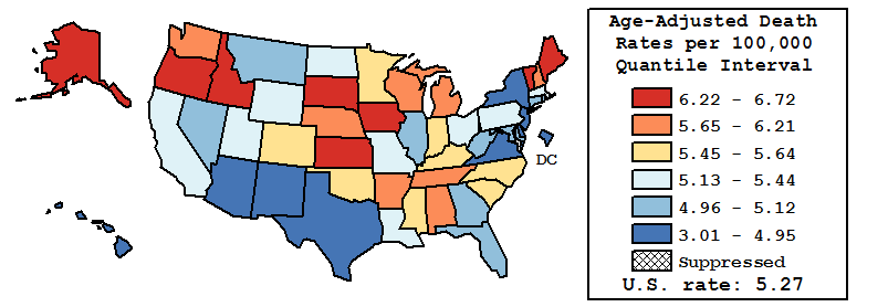 Map of U.S. Rates displayed in table above