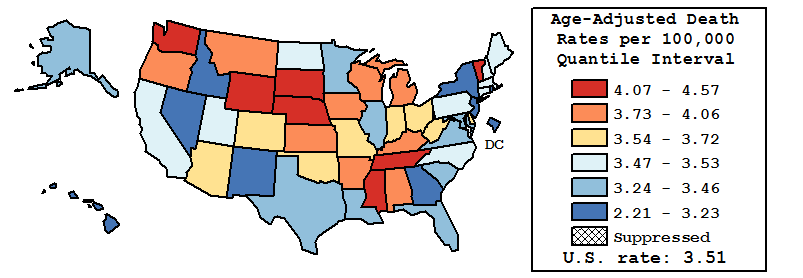 Map of U.S. Rates displayed in table above