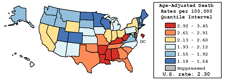 Map of U.S. Rates displayed in table above