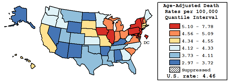 Map of U.S. Rates displayed in table above