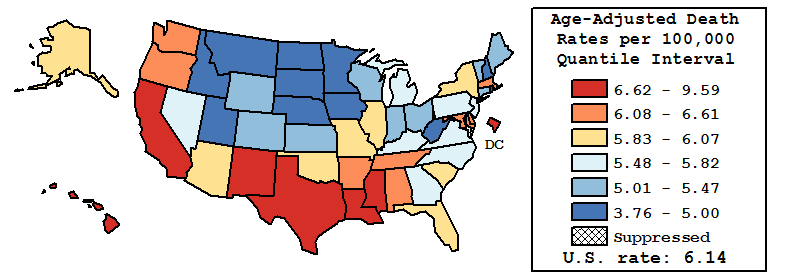 Map of U.S. Rates displayed in table above