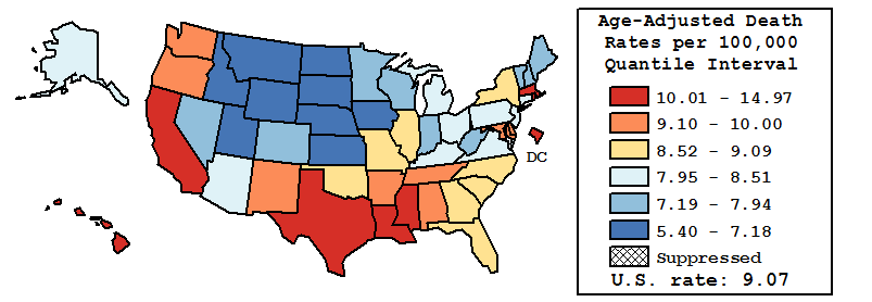 Map of U.S. Rates displayed in table above