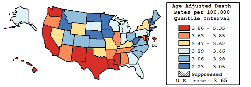 Map of U.S. Rates displayed in table above