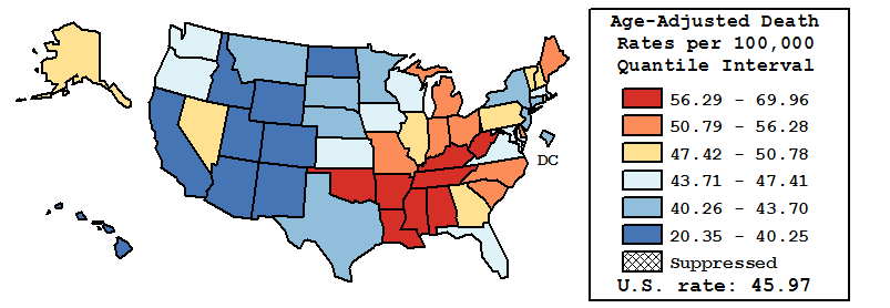 Map of U.S. Rates displayed in table above