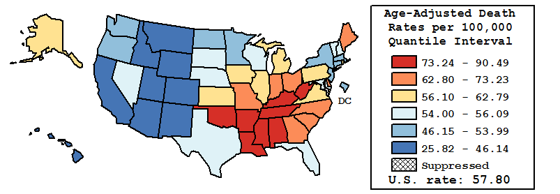 Map of U.S. Rates displayed in table above