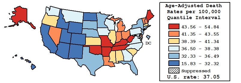 Map of U.S. Rates displayed in table above