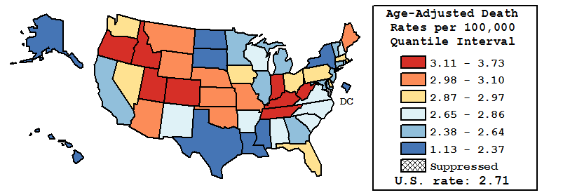 Map of U.S. Rates displayed in table above