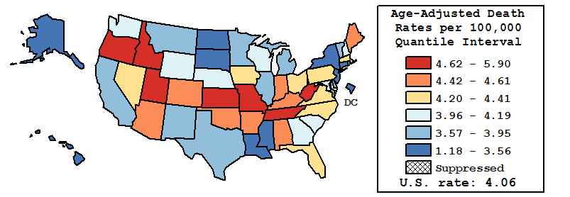 Map of U.S. Rates displayed in table above
