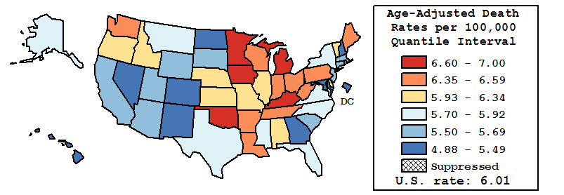 Map of U.S. Rates displayed in table above