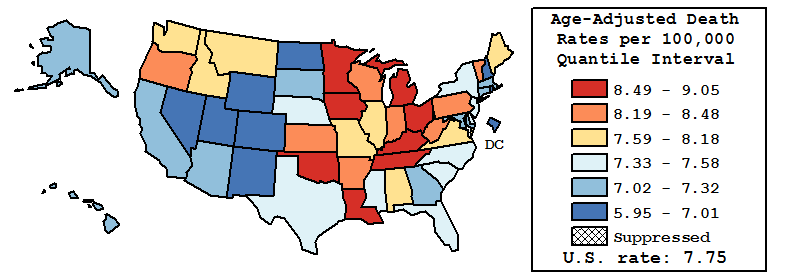 Map of U.S. Rates displayed in table above