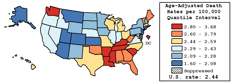 Map of U.S. Rates displayed in table above