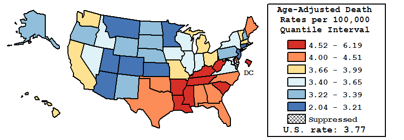 Map of U.S. Rates displayed in table above