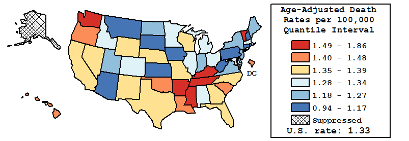Map of U.S. Rates displayed in table above