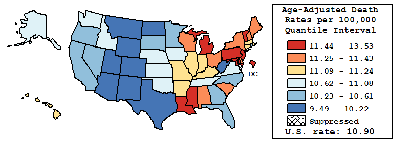 Map of U.S. Rates displayed in table above