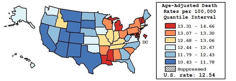 Map of U.S. Rates displayed in table above