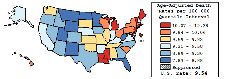 Map of U.S. Rates displayed in table above