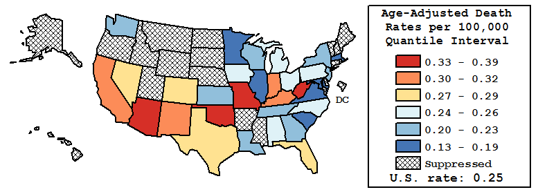 Map of U.S. Rates displayed in table above