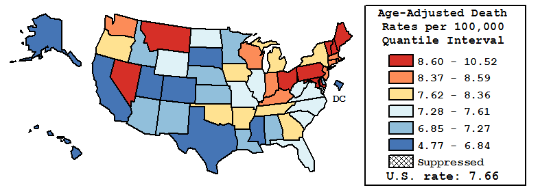 Map of U.S. Rates displayed in table above