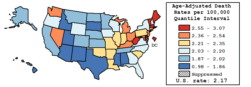 Map of U.S. Rates displayed in table above