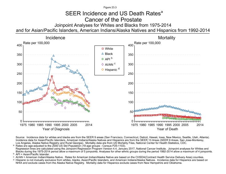 CSR Figure 23.3: SEER Incidence and US Death Rates by Race/Ethnicity