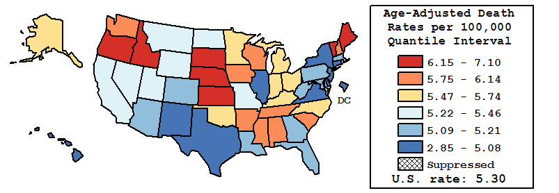 Map of U.S. Rates displayed in table above