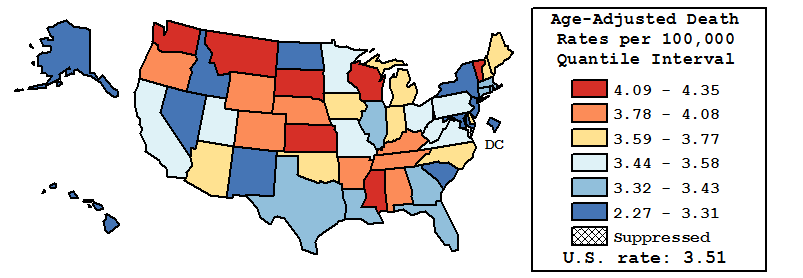Map of U.S. Rates displayed in table above