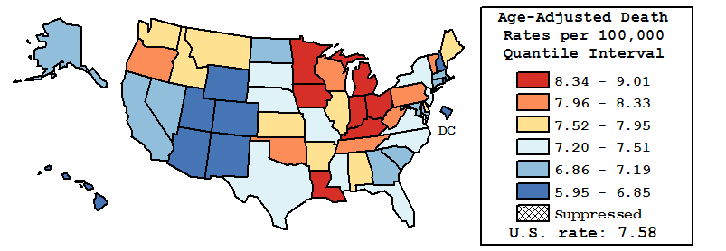 Map of U.S. Rates displayed in table above