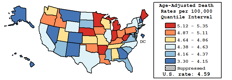 Map of U.S. Rates displayed in table above