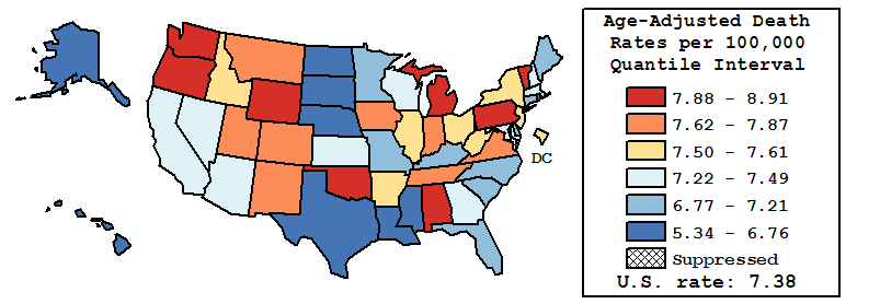 Map of U.S. Rates displayed in table above