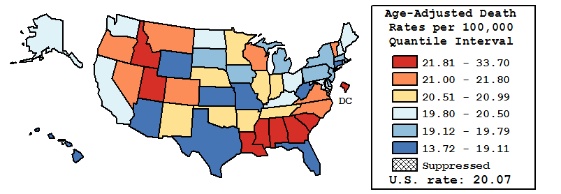 Map of U.S. Rates displayed in table above