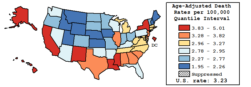 Map of U.S. Rates displayed in table above