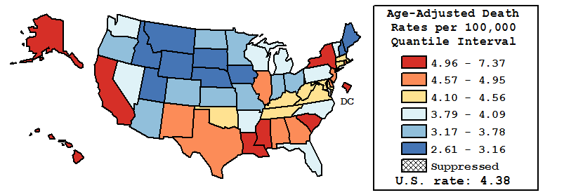 Map of U.S. Rates displayed in table above