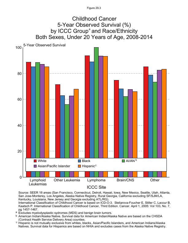 CSR Figure 29.3: 5 years Observed Survival by Site and Race/Ethnicity