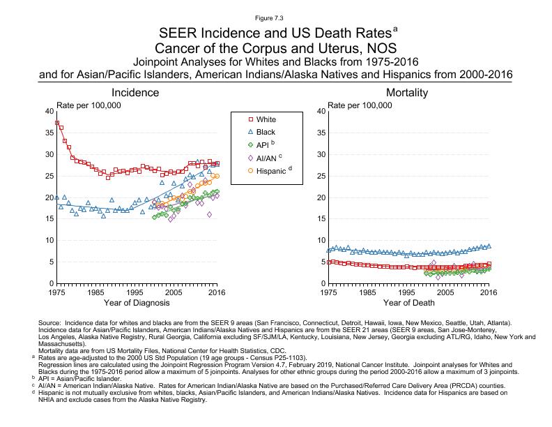 CSR Figure 7.3: SEER Incidence and US Death Rates by Race/Ethnicity