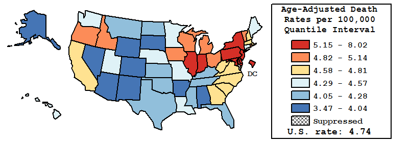 Map of U.S. Rates displayed in table above