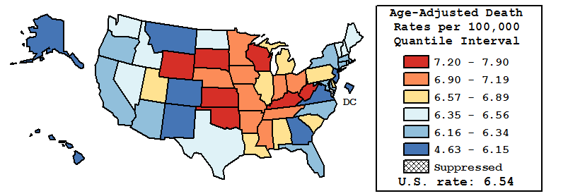 Map of U.S. Rates displayed in table above