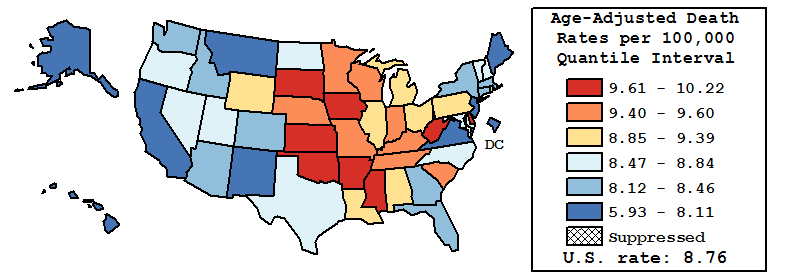 Map of U.S. Rates displayed in table above