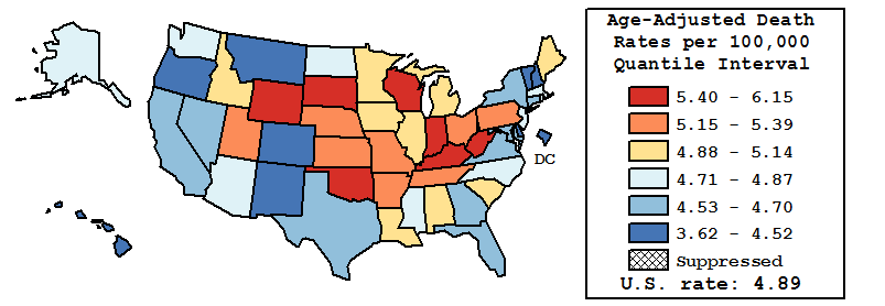 Map of U.S. Rates displayed in table above