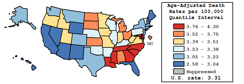 Map of U.S. Rates displayed in table above