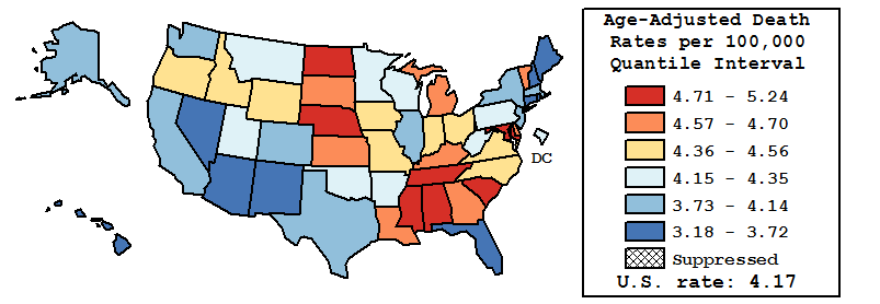 Map of U.S. Rates displayed in table above