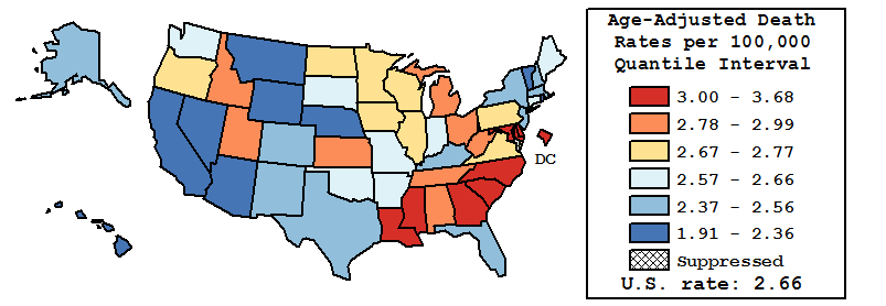 Map of U.S. Rates displayed in table above