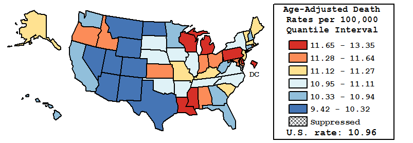 Map of U.S. Rates displayed in table above