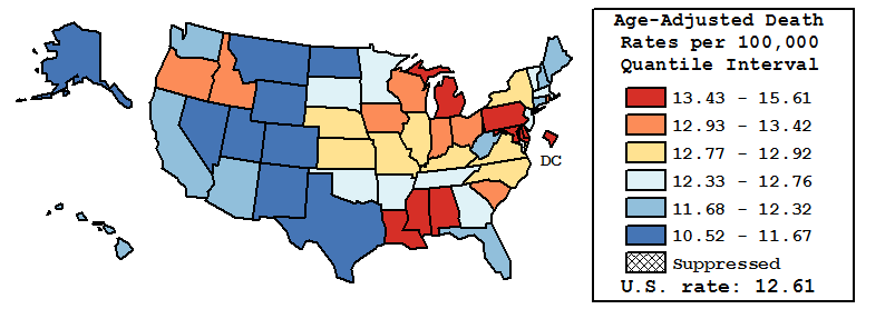 Map of U.S. Rates displayed in table above