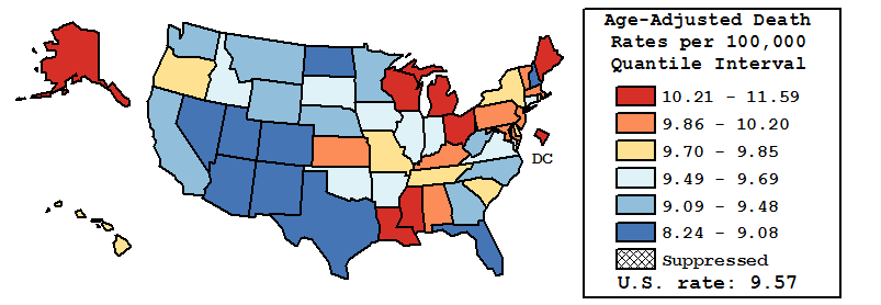 Map of U.S. Rates displayed in table above