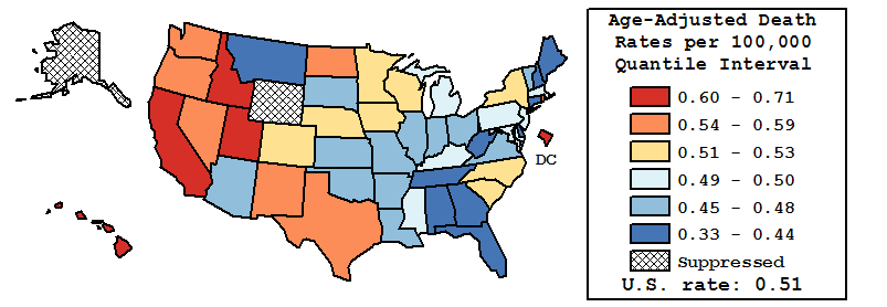 Map of U.S. Rates displayed in table above