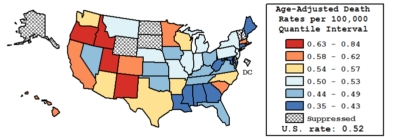 Map of U.S. Rates displayed in table above